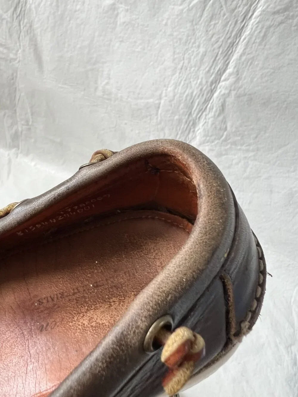 Ralph Lauren boat shoes taupe gray brown leather mens 11 D moc toe deck loafer